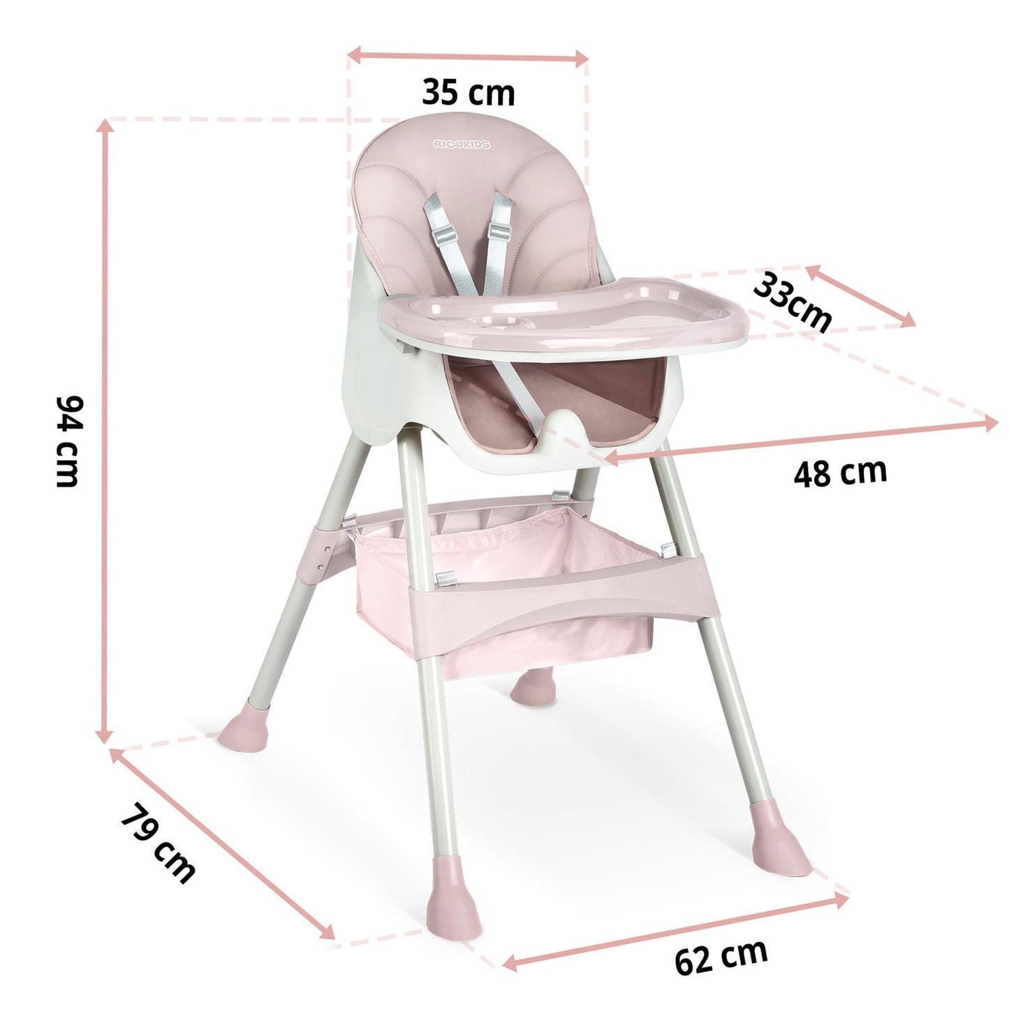 Pink Dining Chair with Table for Babies - Milo