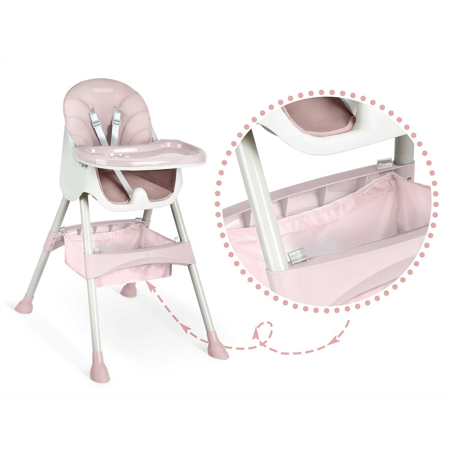 Pink Dining Chair with Table for Babies - Milo