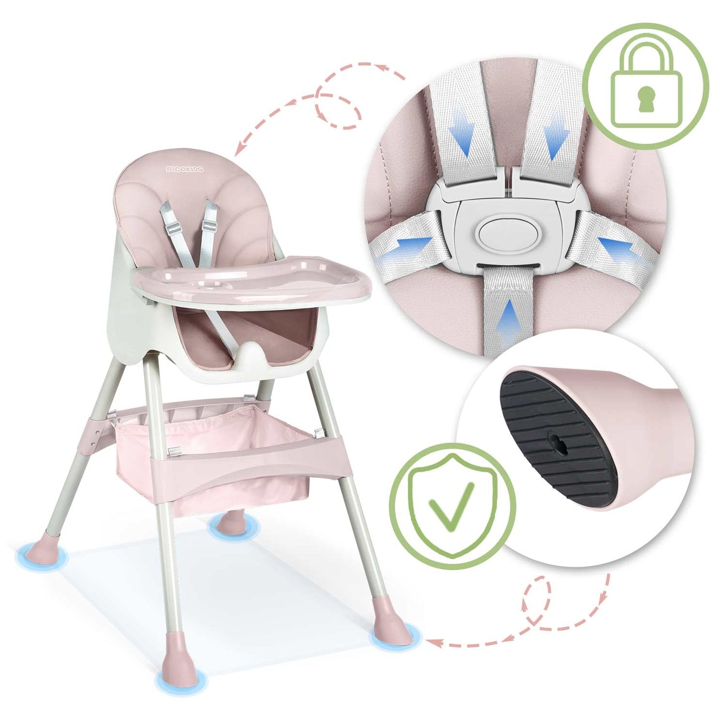 Pink Dining Chair with Table for Babies - Milo