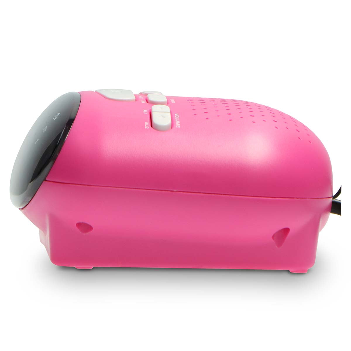 Pink FM Clock Radio with Dual Alarms and Snooze Function