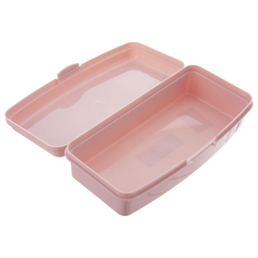 Pink Lunch Box with Charming Cake Motif and Clip Closure