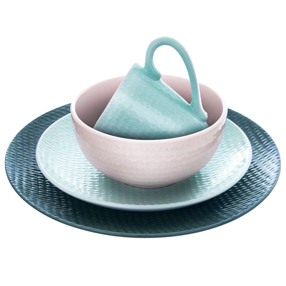 Pink RELIEF ceramic dessert plate 21 cm