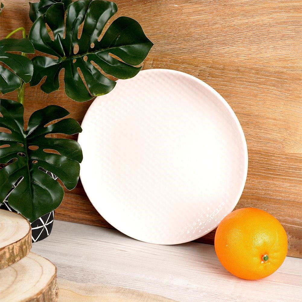 Pink RELIEF ceramic dessert plate 21 cm