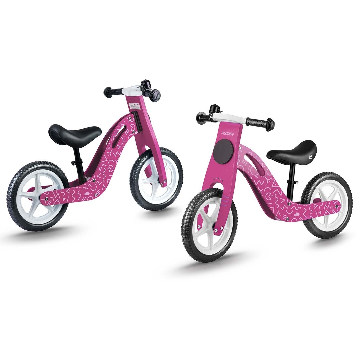 Pink Wooden balance bike Ricokids RC-614