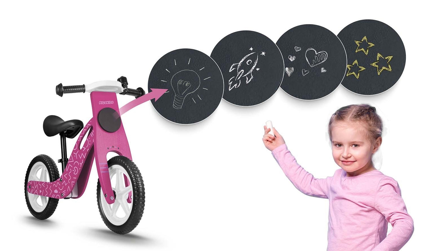 Pink Wooden balance bike Ricokids RC-614