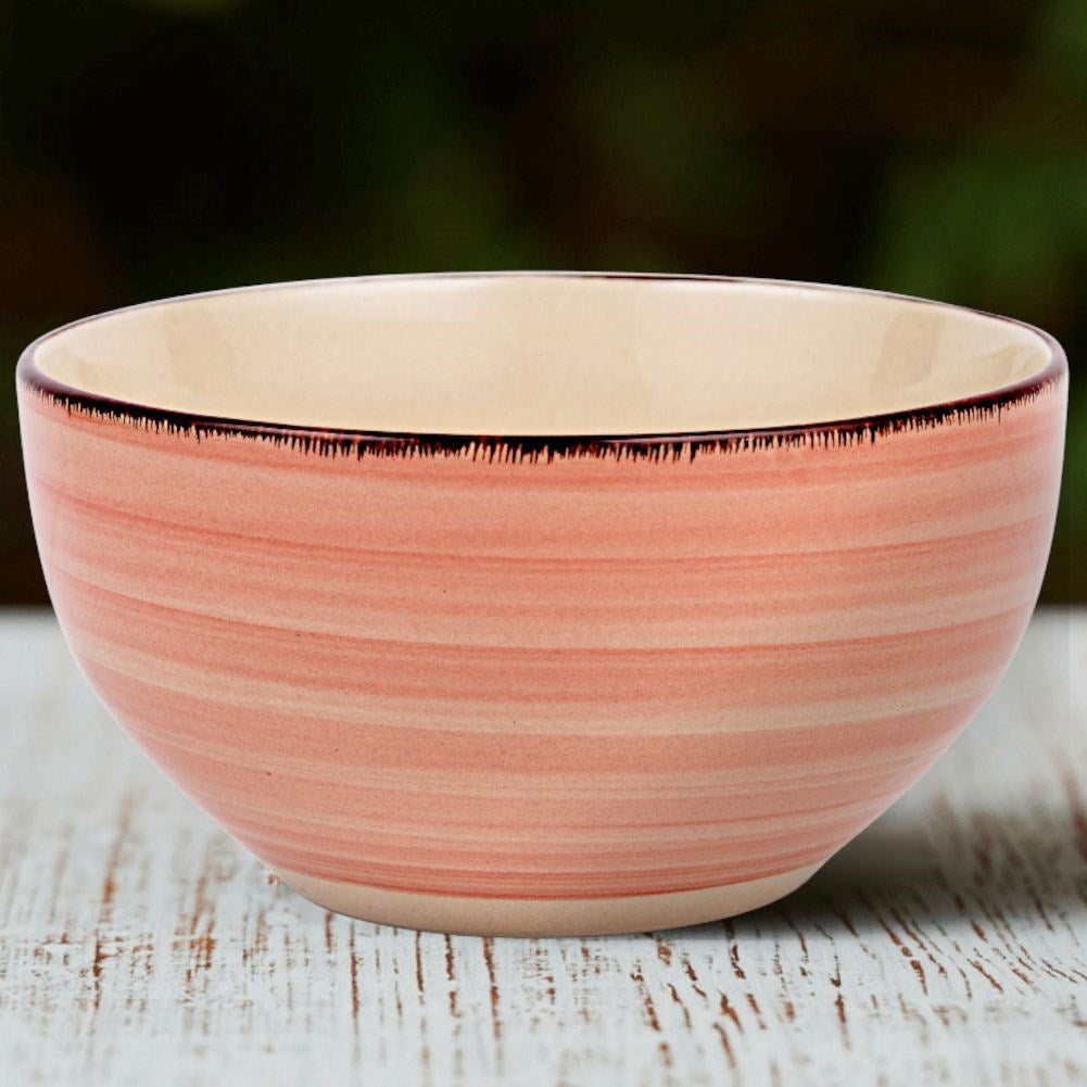 Pink ceramic bowl LINES 14.5 cm, 750 ml