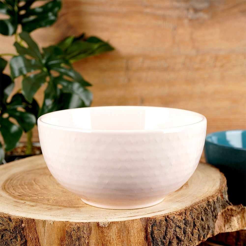 Pink ceramic bowl RELIEF 14 cm, 600 ml