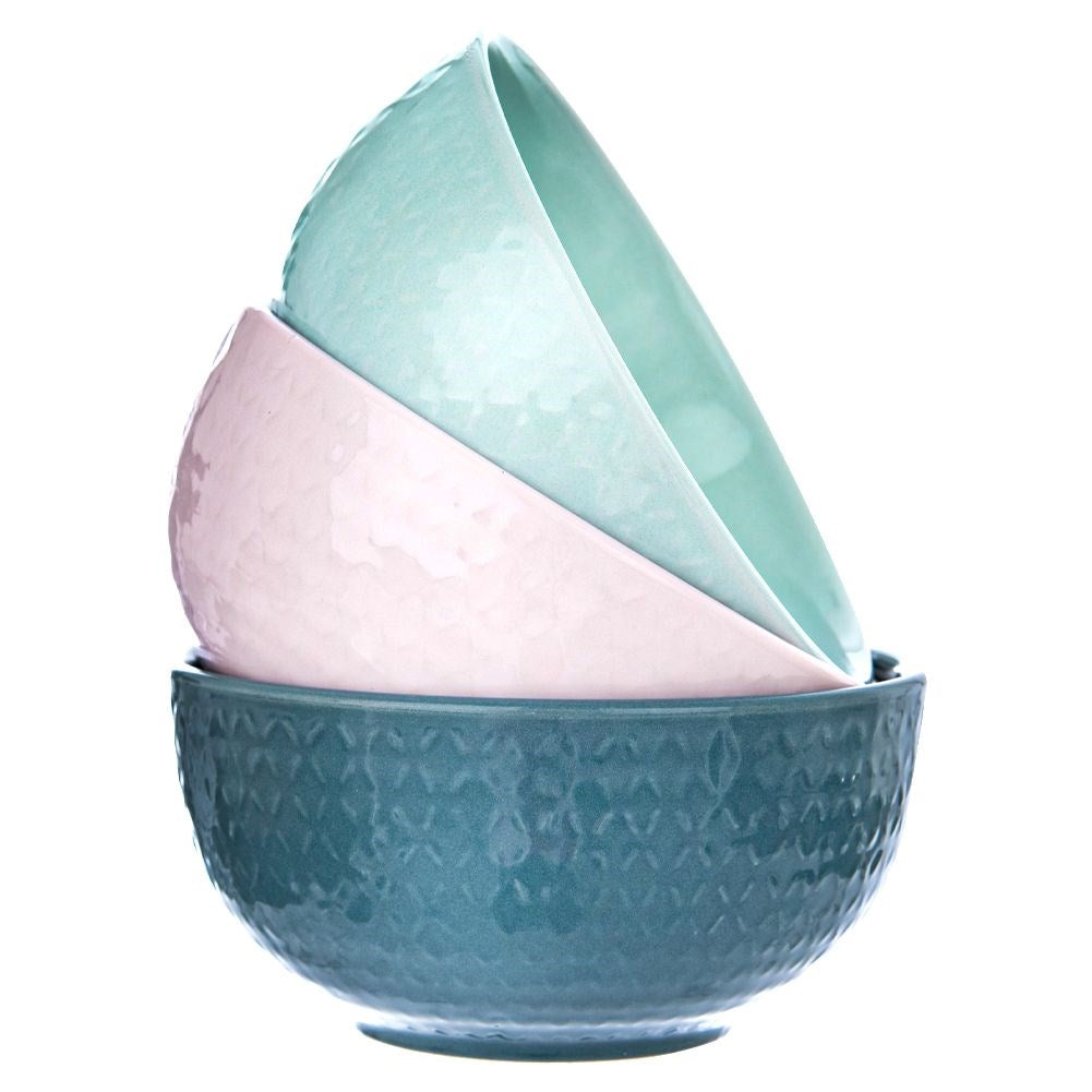 Pink ceramic bowl RELIEF 14 cm, 600 ml