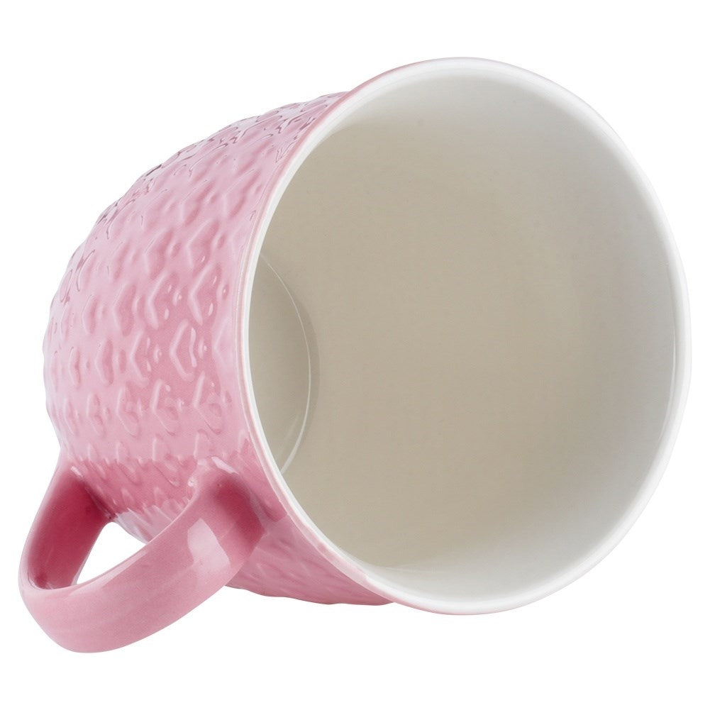 Pink ceramic mug with hearts, microwave and dishwasher safe