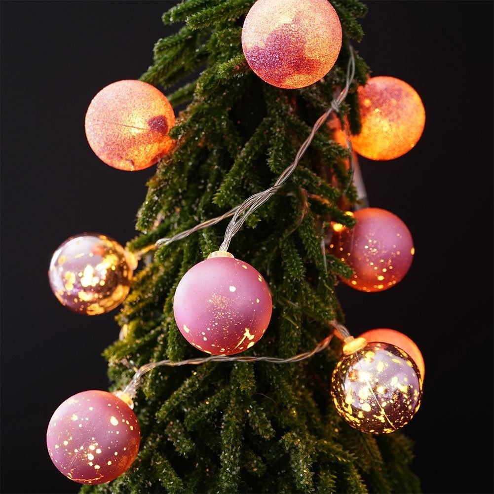Pink glowing Christmas tree balls: matte, glittery, shiny, LED