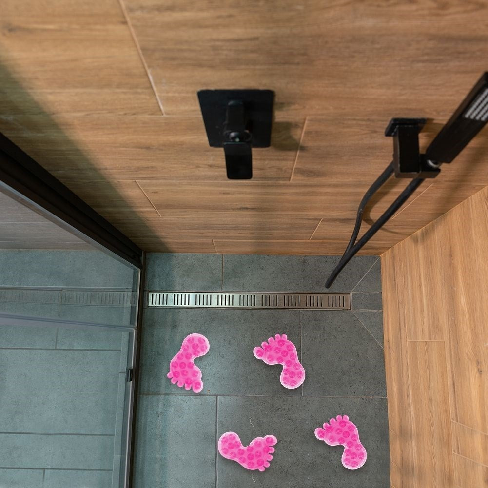 Pink non-slip protection for shower and bathtub with suction cups