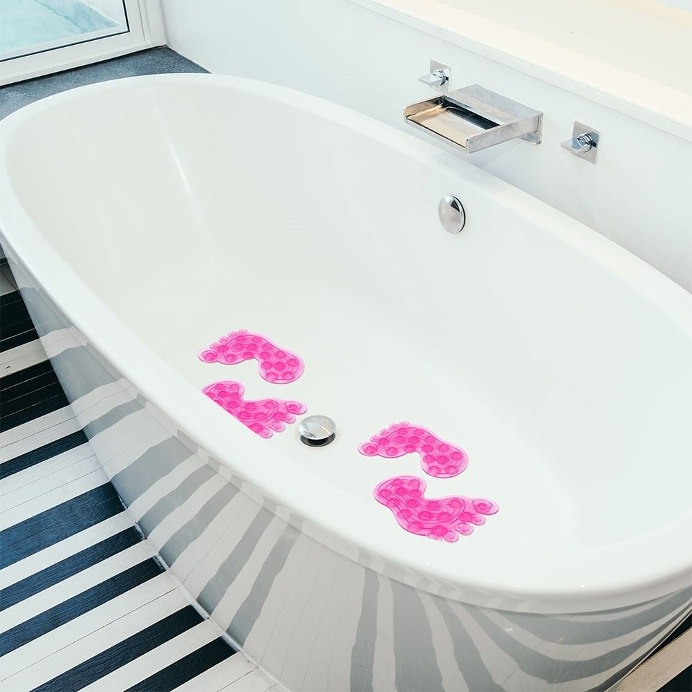 Pink non-slip protection for shower and bathtub with suction cups
