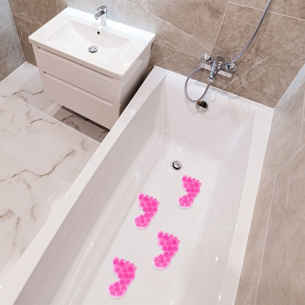Pink non-slip protection for shower and bathtub with suction cups