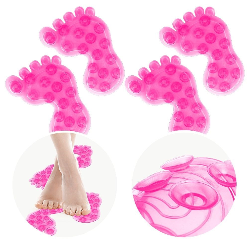 Pink non-slip protection for shower and bathtub with suction cups