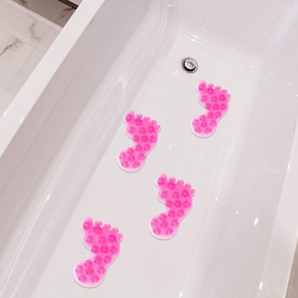 Pink non-slip protection for shower and bathtub with suction cups
