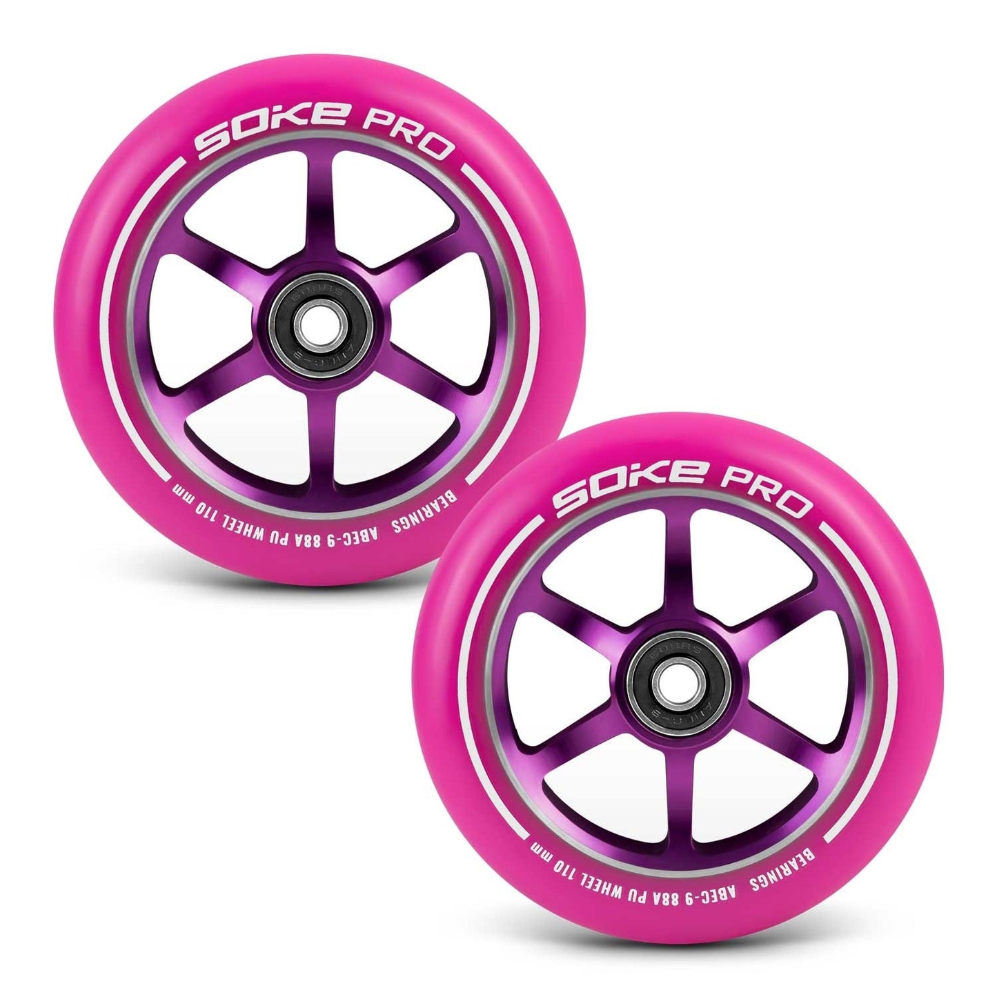 Pink wheels for scooter 110 mm - 2-pack