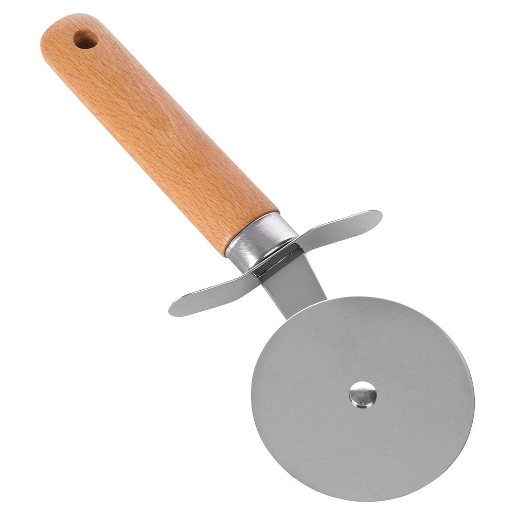Pizza cutter in stainless steel and beech wood, perfect for pizza lovers