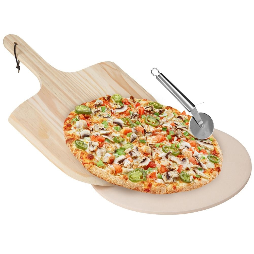 Pizza set with stone, shovel and cutter for perfect pizzas