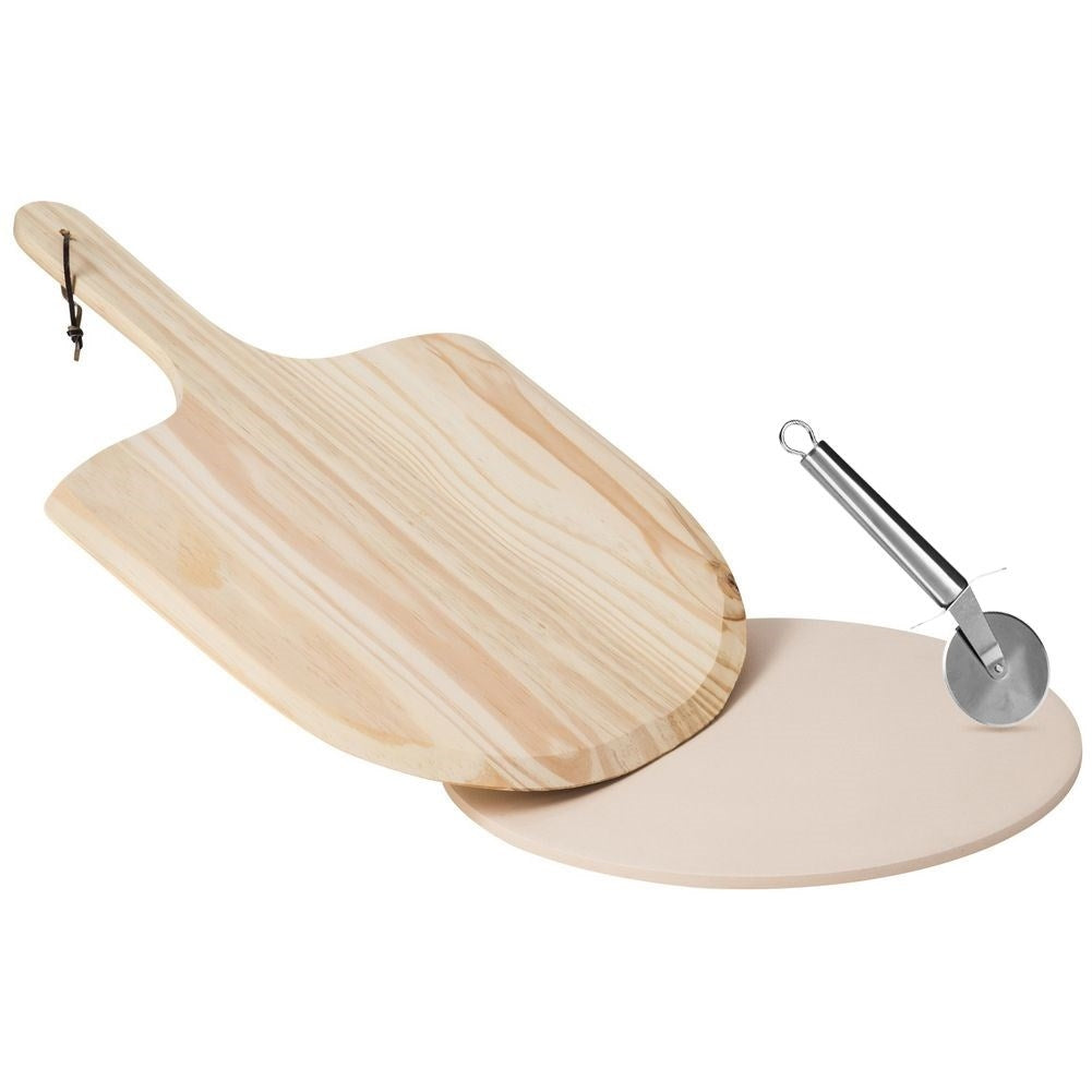 Pizza set with stone, shovel and cutter for perfect pizzas