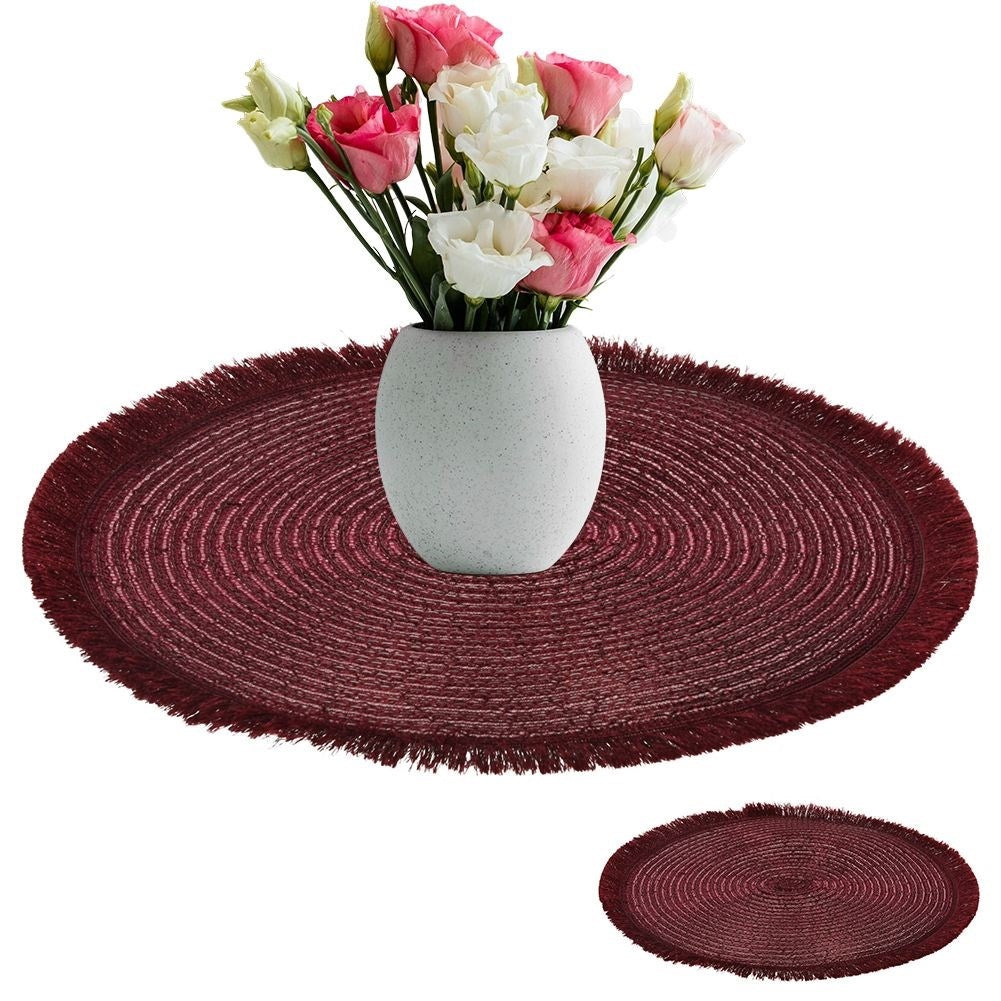 Placemat 35 cm in burgundy polyester for protection and style