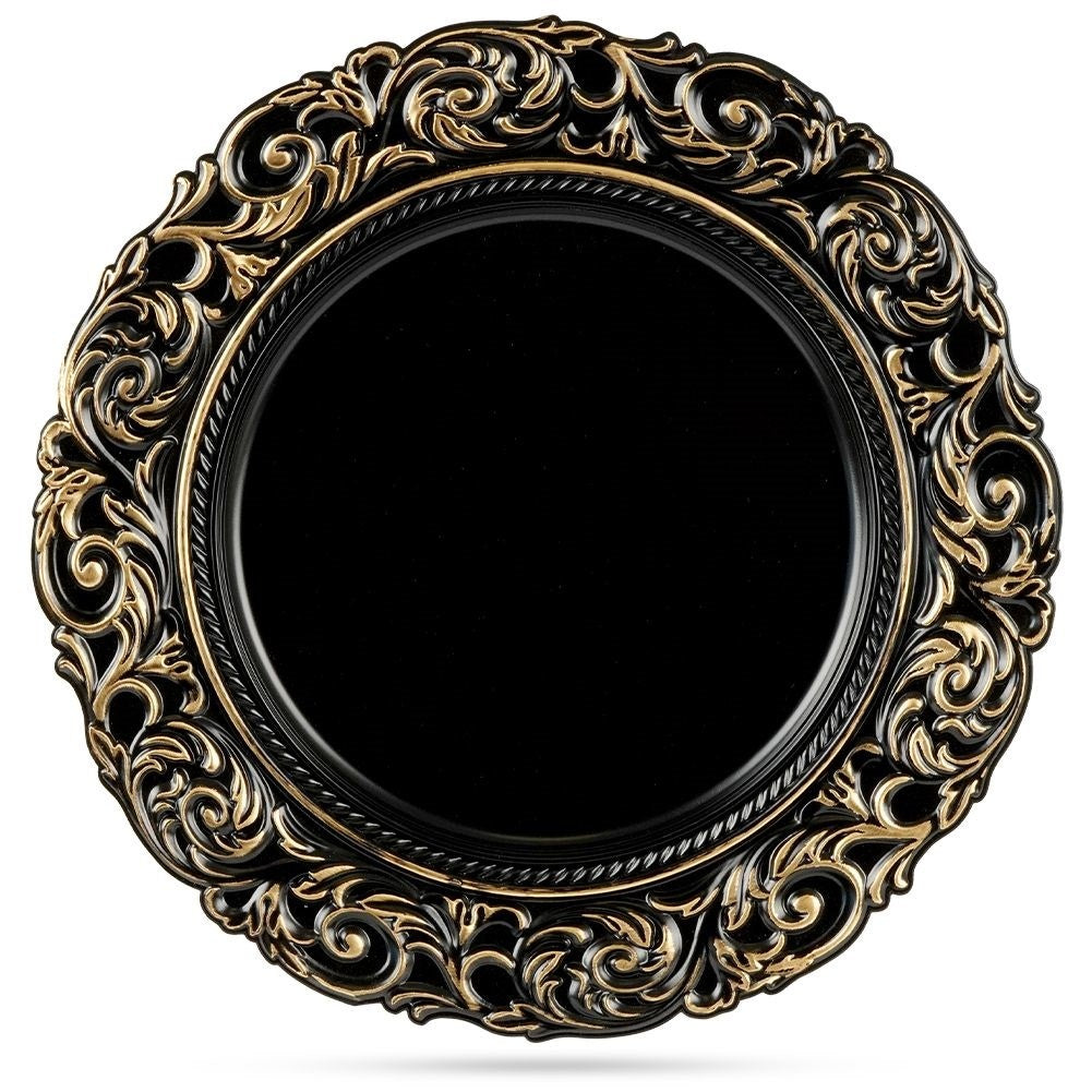 Placemat 36 cm black with antique gold details