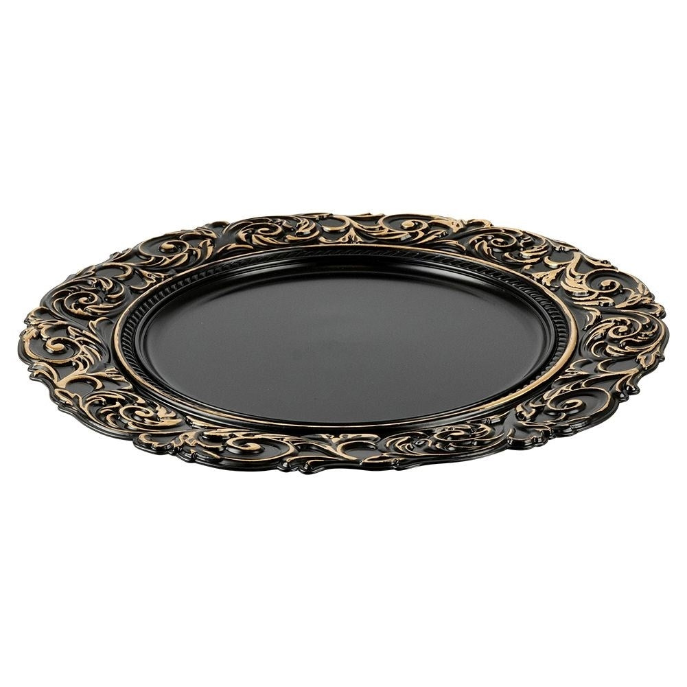 Placemat 36 cm black with antique gold details