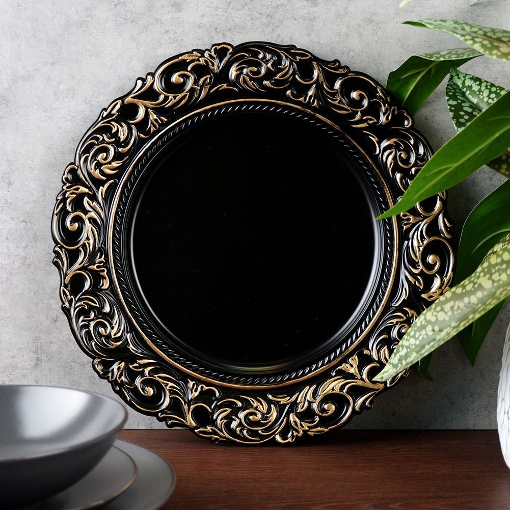 Placemat 36 cm black with antique gold details