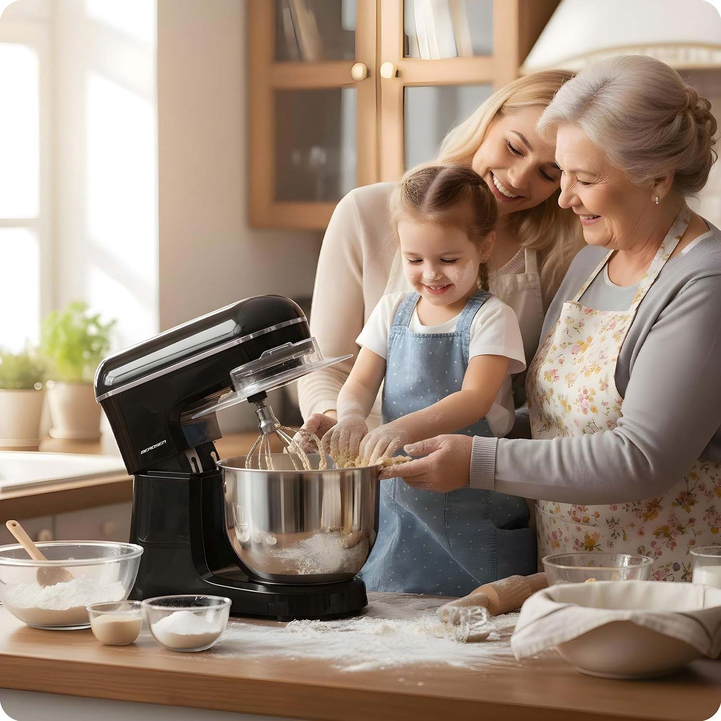 Planetary Stand Mixer 3-in-1, 6L, 1400W, Copper Motor