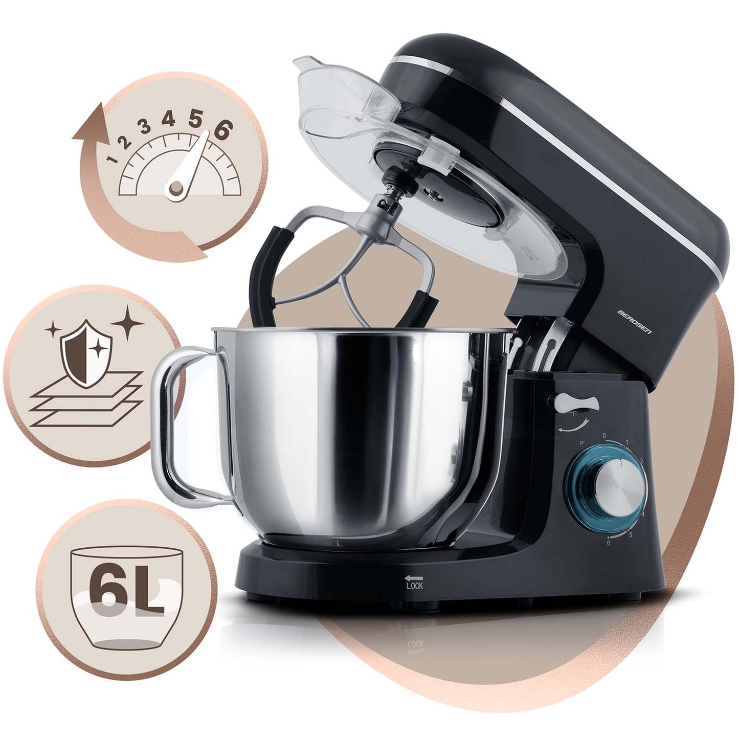 Planetary Stand Mixer 3-in-1, 6L, 1400W, Copper Motor