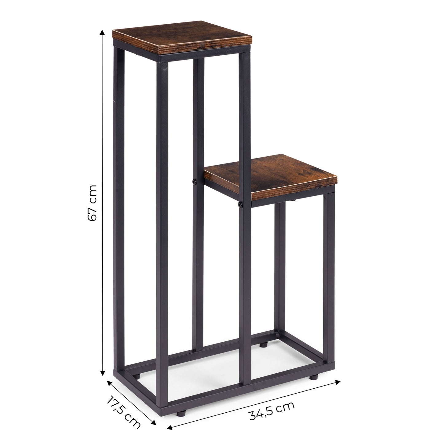 Plant Stand with 2 Shelves, Steel Frame, Anti-Slip Feet
