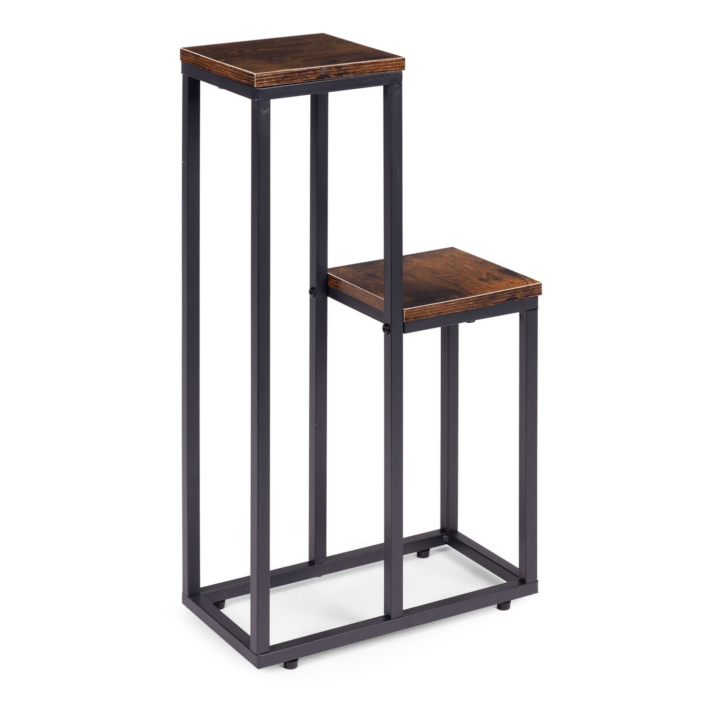 Plant Stand with 2 Shelves, Steel Frame, Anti-Slip Feet