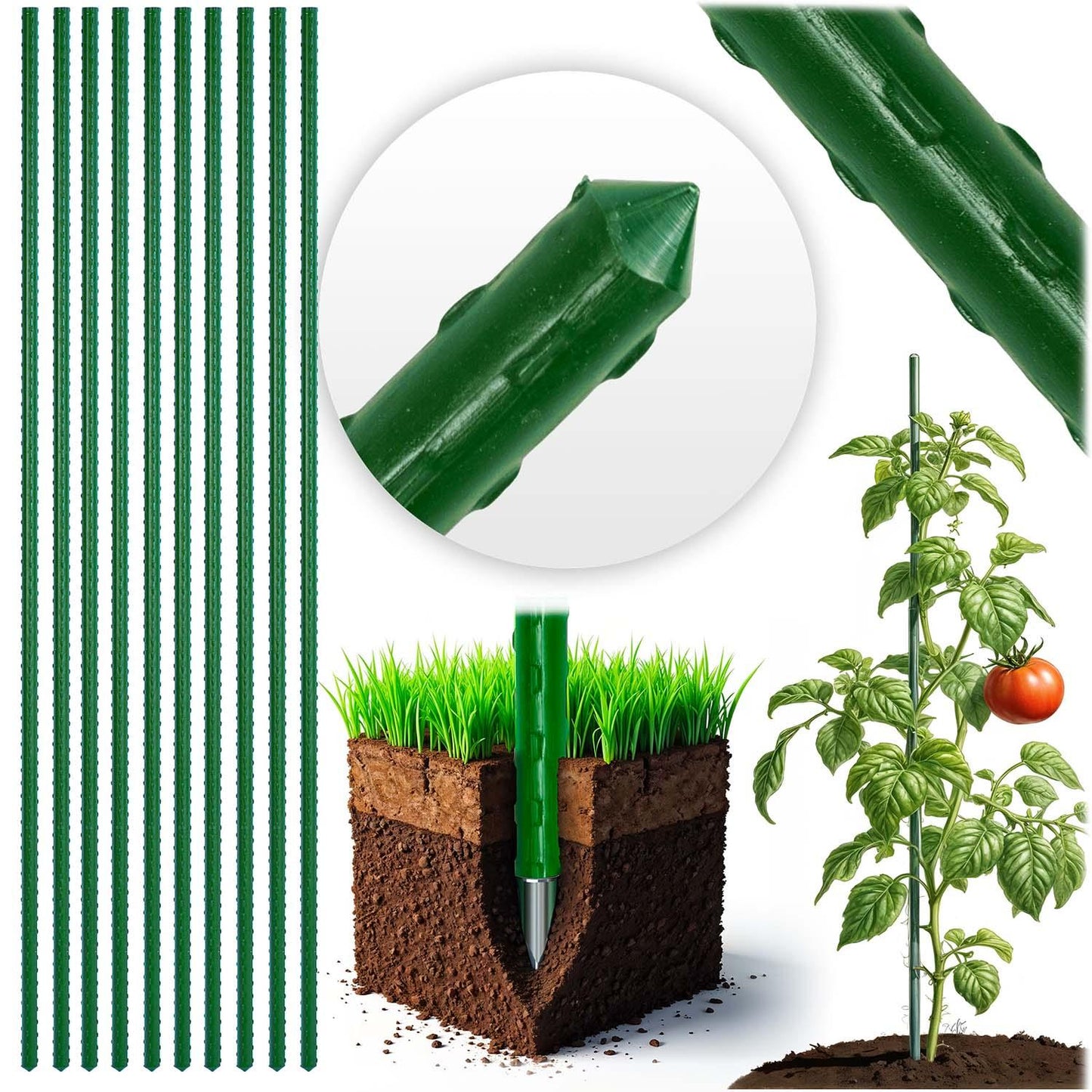 Plant stakes 120 cm Plonos PL-940 green 10pcs