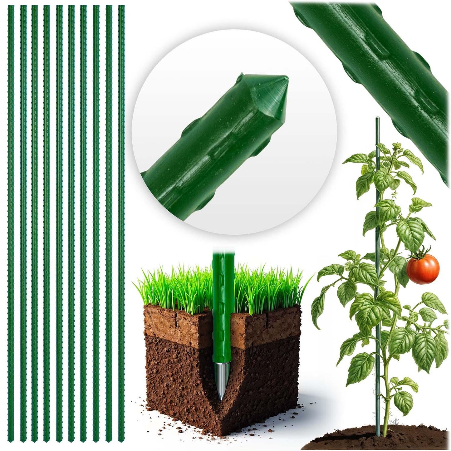 Plant stakes 150 cm Plonos PL-940 green 10pcs