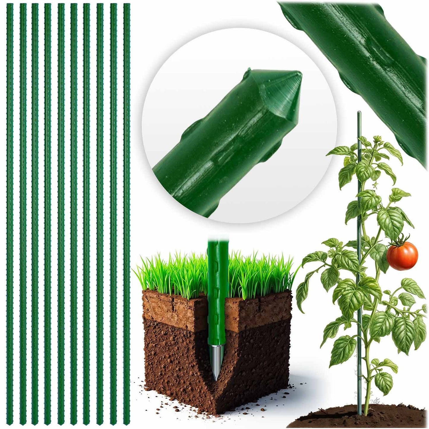 Plant stakes 180 cm Plonos PL-940 green 10pcs