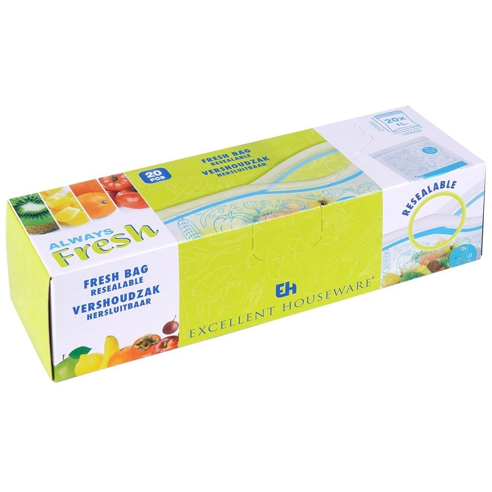 Plastic bags with closure, 1 liter, 20-pack