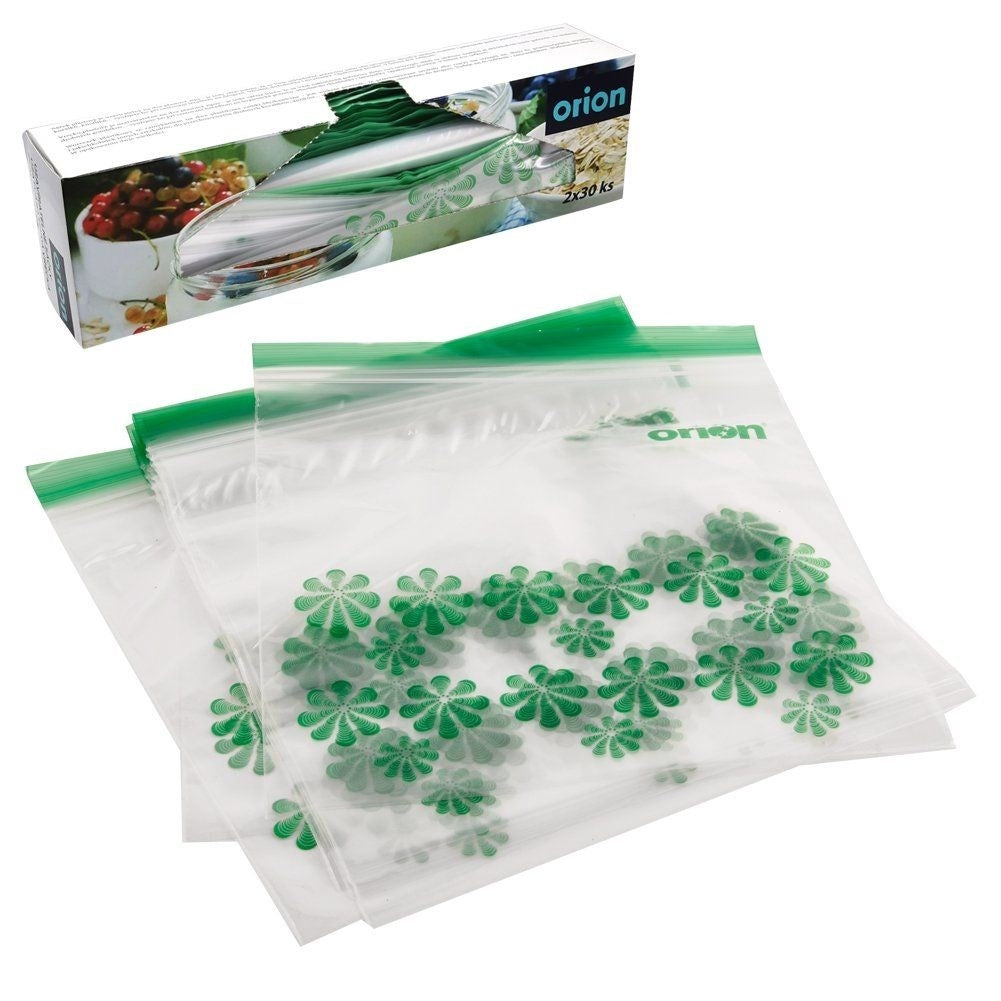 Plastic bags with tight closure for fridge and freezer, 30-pack