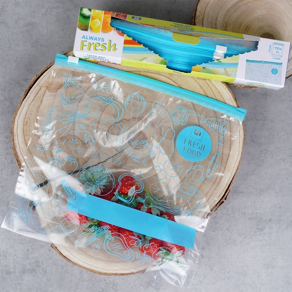 Plastic bags with tight closure for fridge and freezer, 3L, 10-pack