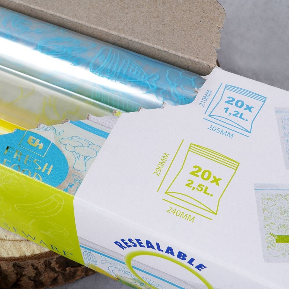 Plastic bags with tight closure for fridge and freezer, 40 pcs