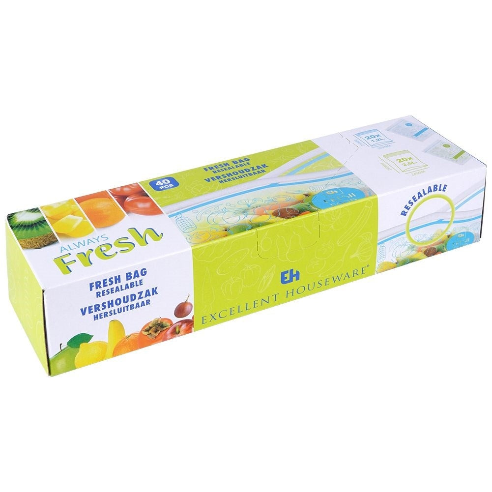 Plastic bags with tight closure for fridge and freezer, 40 pcs