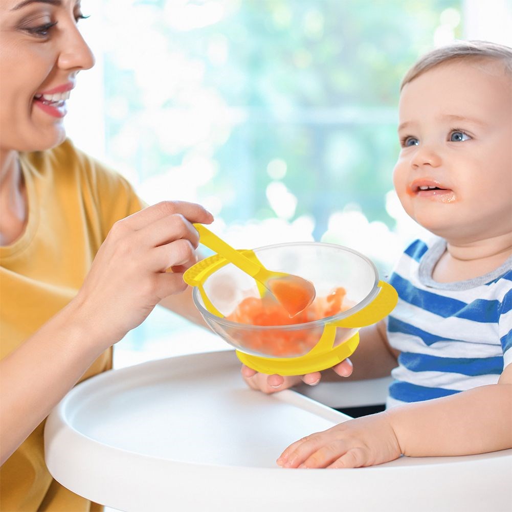 Plastic children's bowl with suction cup and spoon 400 ml