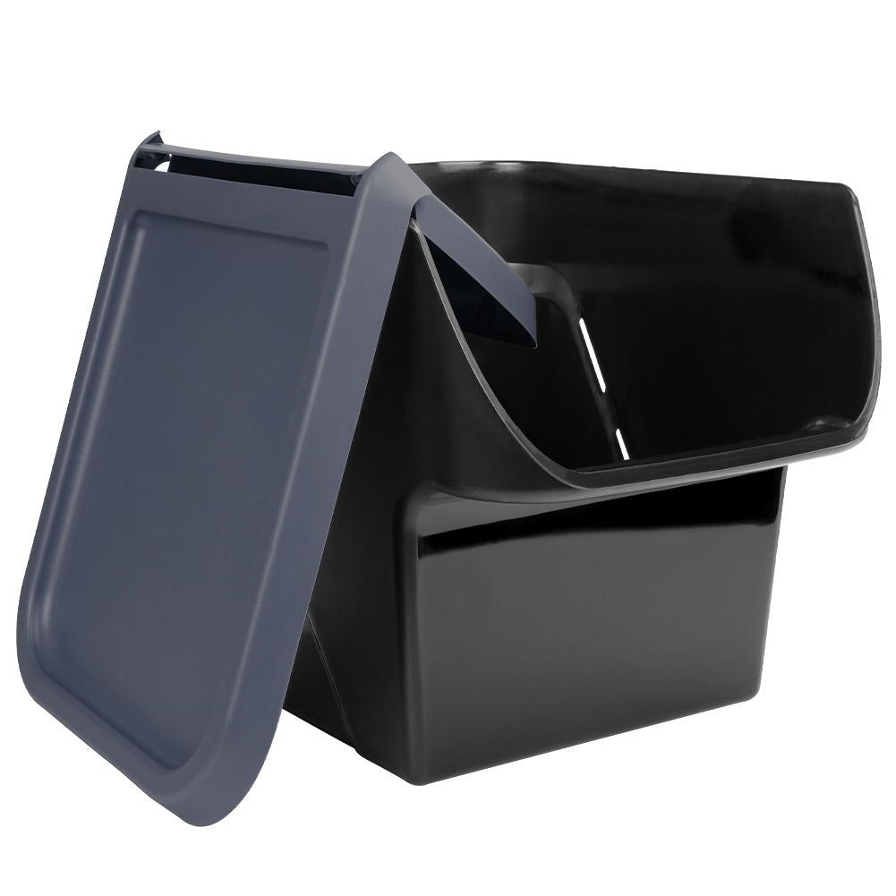 Plastic container with opening lid for fruit and vegetables