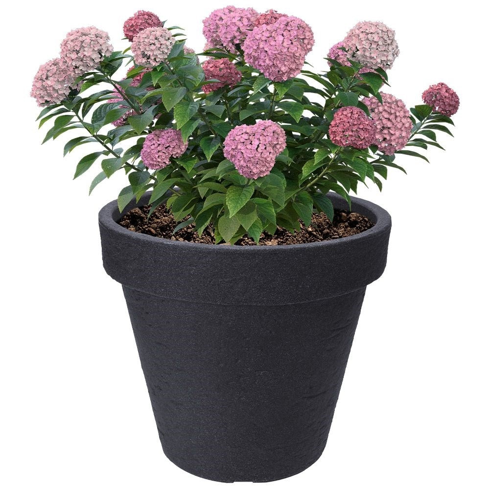 Plastic flower pot in stone imitation, anthracite, height 35 cm