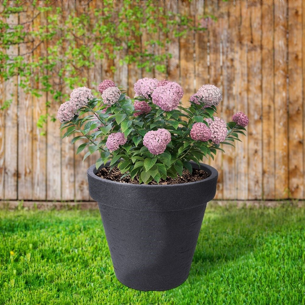 Plastic flower pot in stone imitation, anthracite, height 35 cm