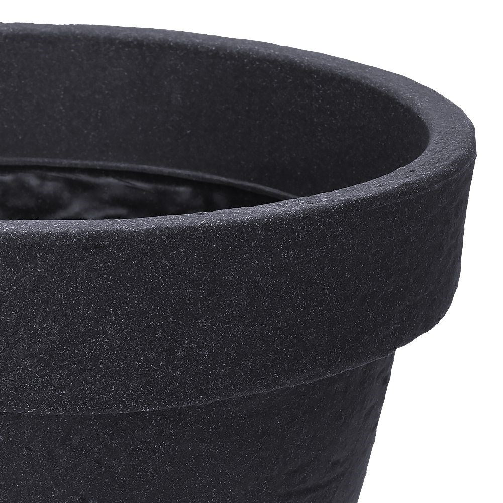 Plastic flower pot in stone imitation, anthracite, height 35 cm