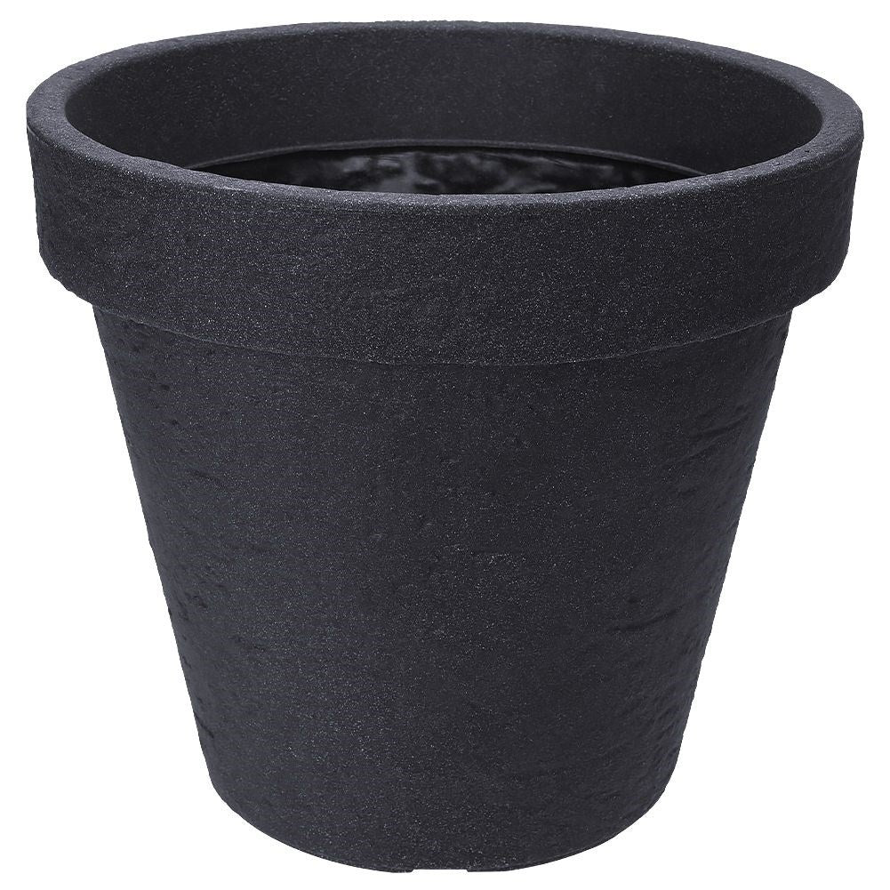 Plastic flower pot in stone imitation, anthracite, height 35 cm