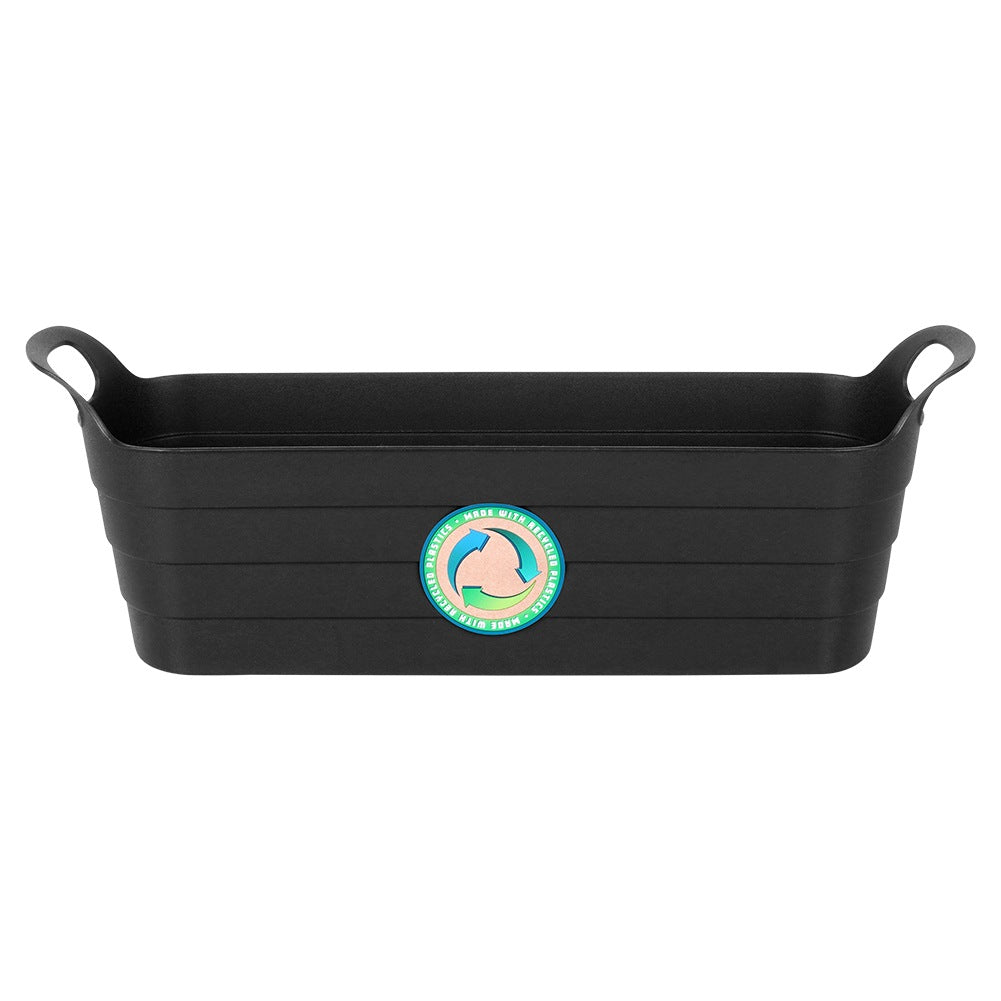 Plastic garden pot, black, oblong, 44.5 cm