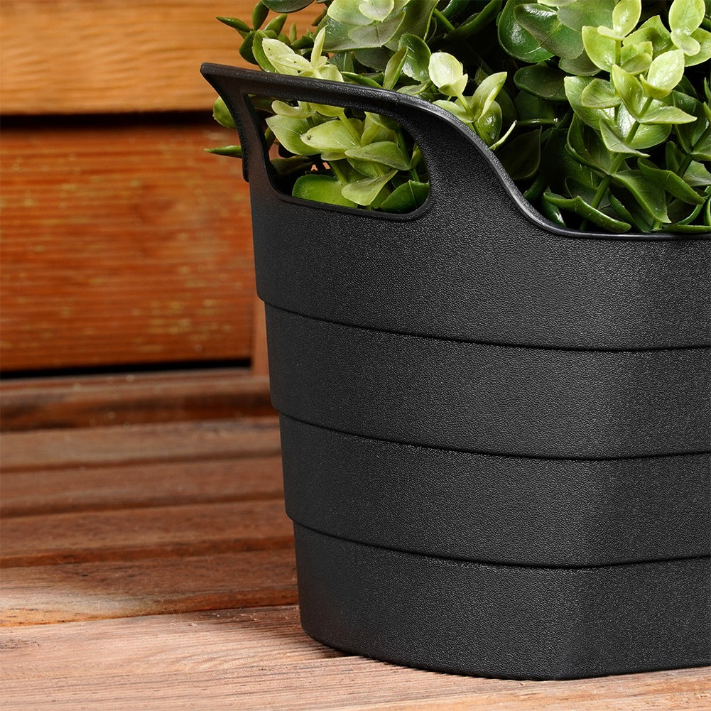 Plastic garden pot, black, oblong, 44.5 cm