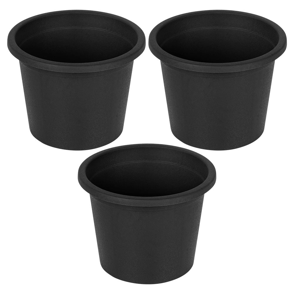 Plastic garden pot, black, round, 14.5 cm, 3 pcs.