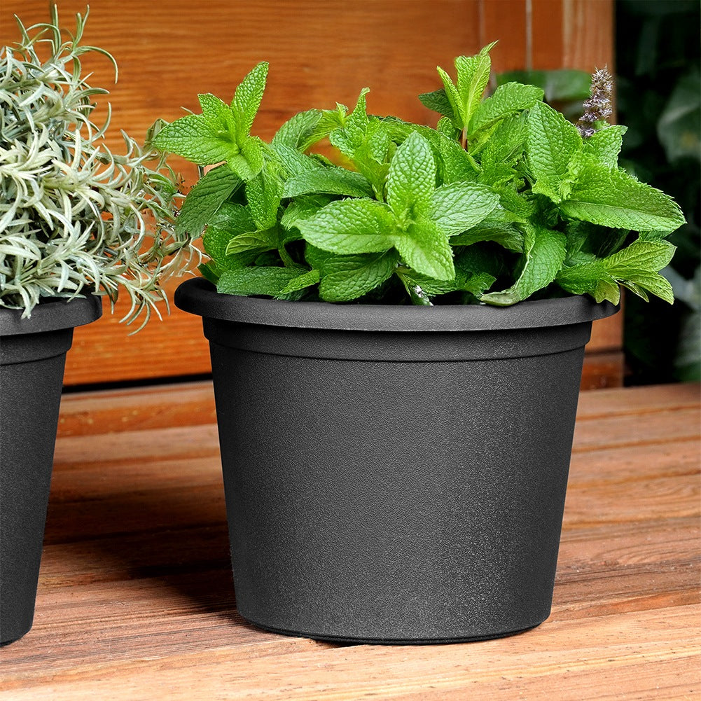 Plastic garden pot, black, round, 14.5 cm, 3 pcs.
