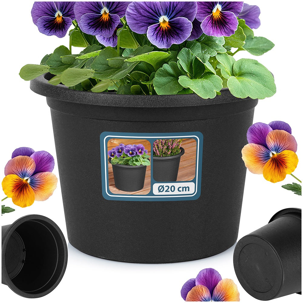 Plastic garden pot black round 20 cm